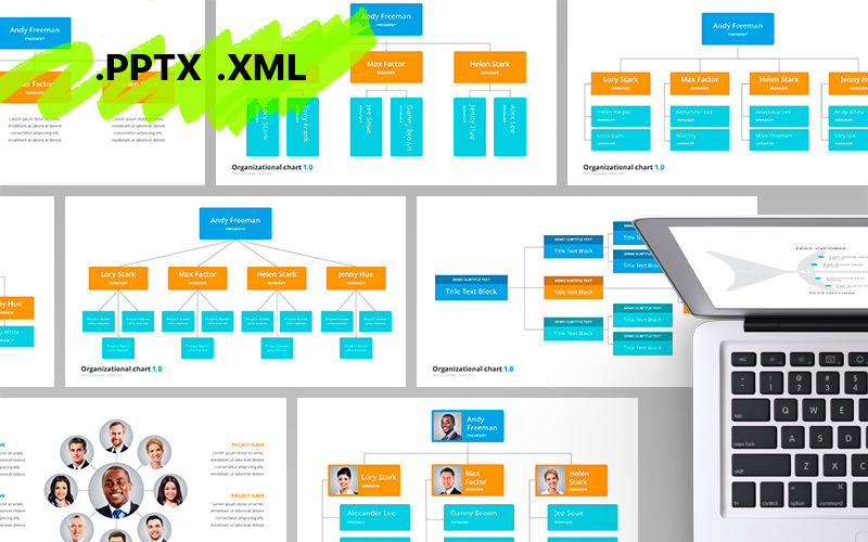 Schemat organizacyjny i hierarchia — szablon PowerPoint