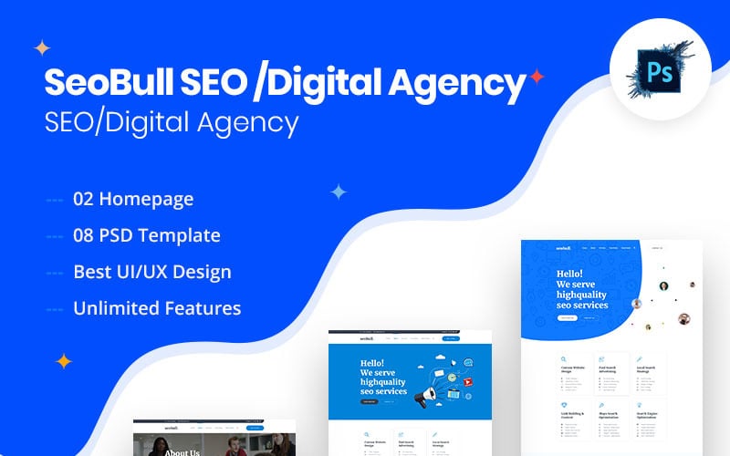 SeoBull SEO / PSD шаблон веб-сайта цифрового агентства
