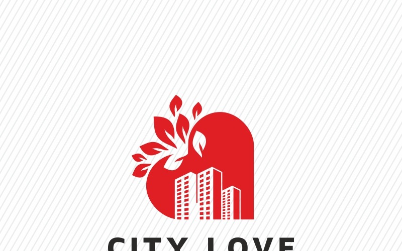 Download Шаблон логотипа "City Love Logo Template" / City Love Logo Template - Шаблон логотипа на тему графика box building capital children city home house land location love metropolis newyork people place property real estate smart social town