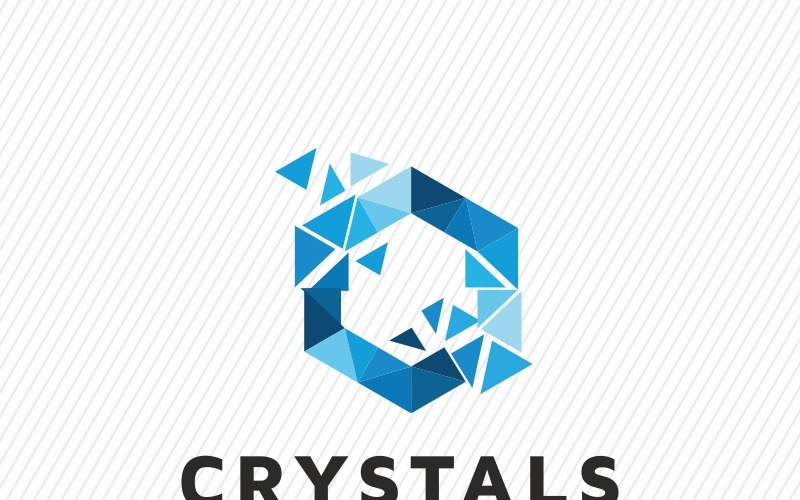 Crystals Hexagon Polygonal Logo Template