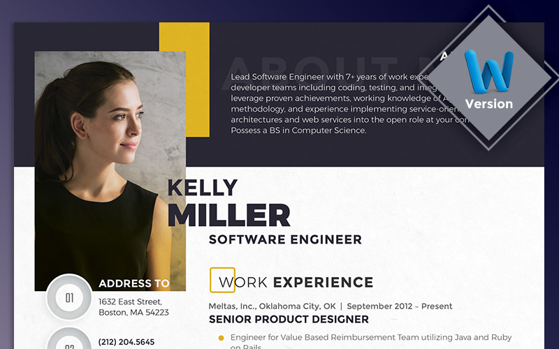 Kelly Miller - Šablona životopisu softwarového inženýra