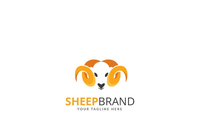 Шаблон логотипа дизайна бренда овец