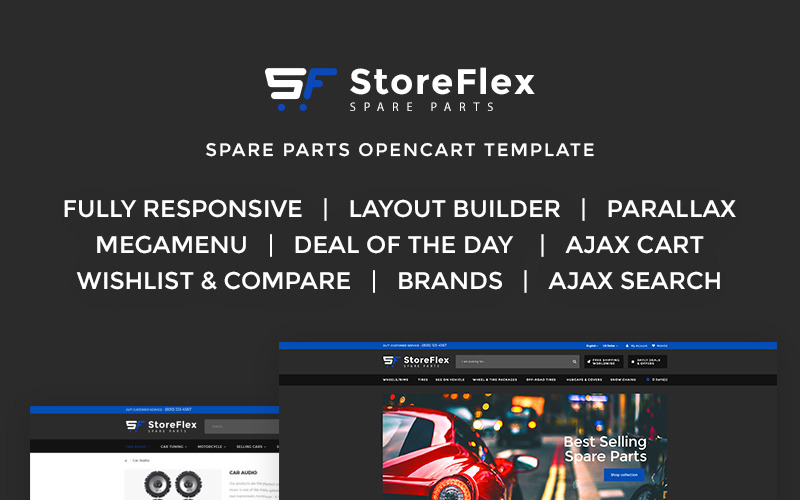 StoreFlex - Fancy Car Parts Online Shop Šablona OpenCart