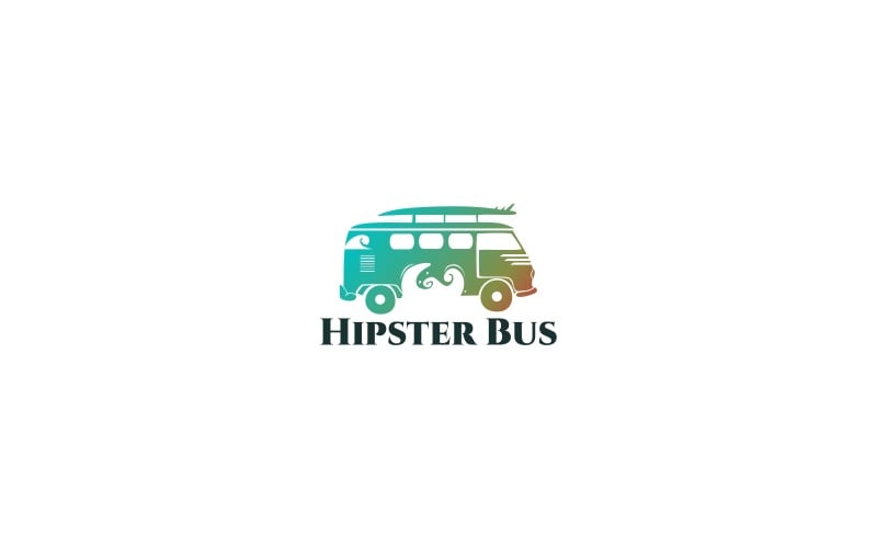 Modèle de logo de bus hipster