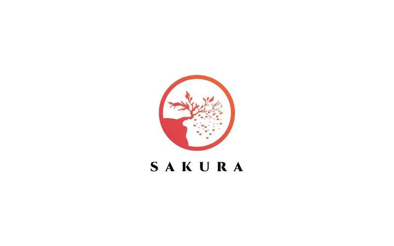Modello di logo dell'albero di Sakura