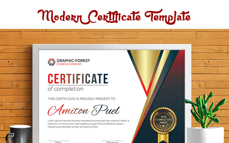 Download Шаблон сертификата "Modern Certificate Template" / Modern Certificate Template - Шаблон сертификата на тему графика 