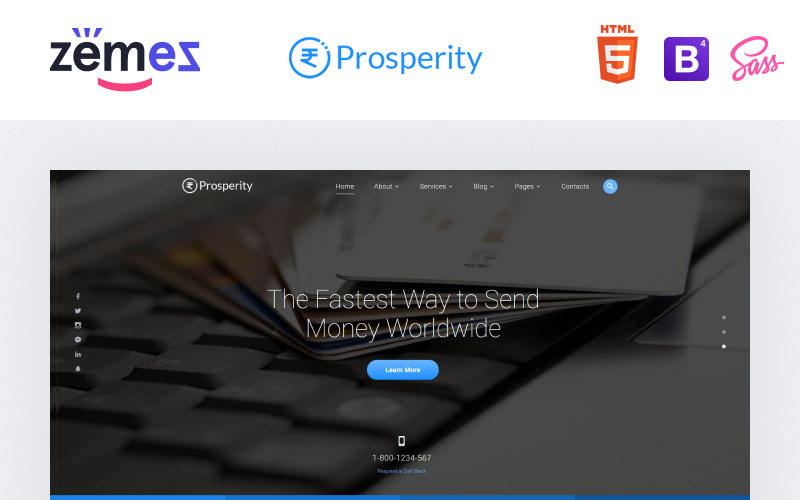Prosperity - Банковский многостраничный шаблон веб-сайта HTML5