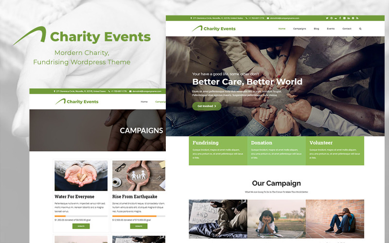 Wydarzenia charytatywne - nowoczesny motyw WordPress na temat dobroczynności / pozyskiwania funduszy