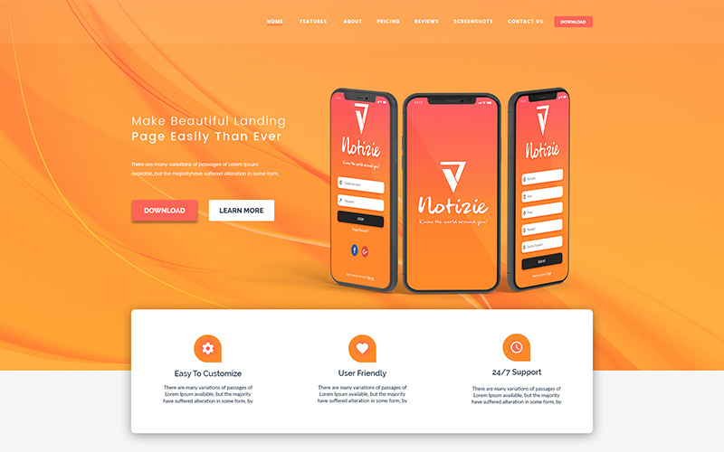Adi - Chat App Landing Page PSD Vorlage