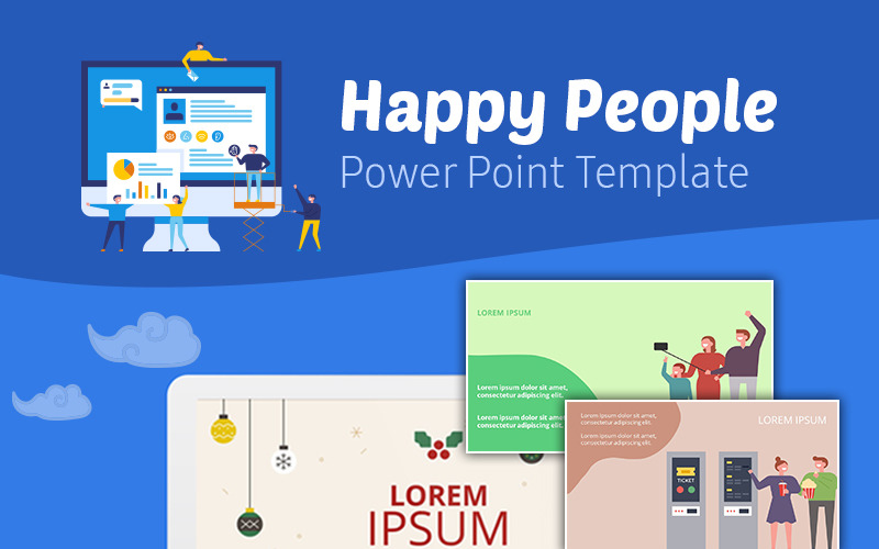 Boldog emberek infographic PowerPoint sablon