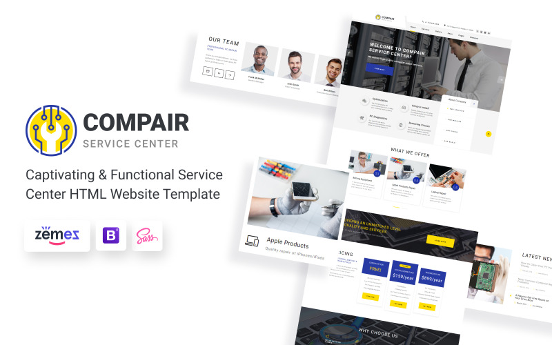 Compair - Service Center többoldalas HTML5 webhelysablon