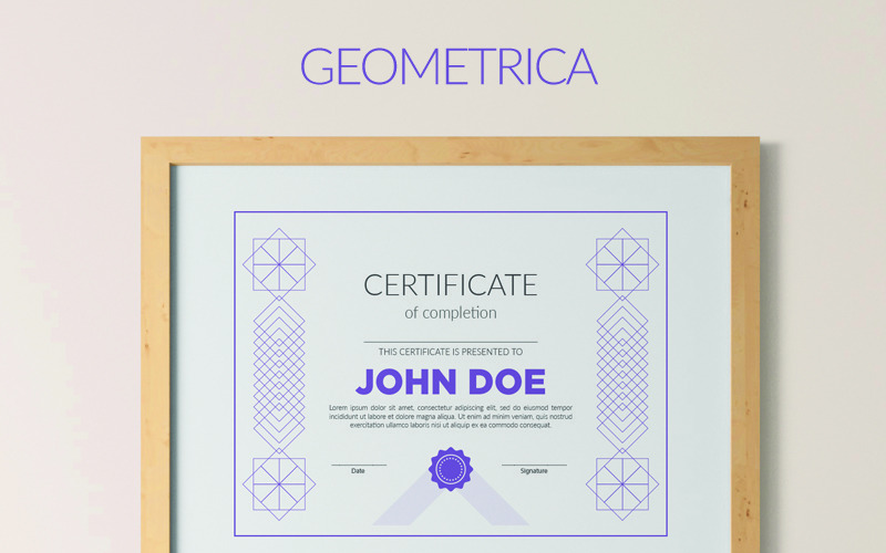Download Шаблон сертификата "Geometrica - Minimal & Crisp Certificate Template" / Geometrica - Minimal & Crisp Certificate Template - Шаблон сертификата на тему графика education school courses certificate studying conference diploma awarding graduate