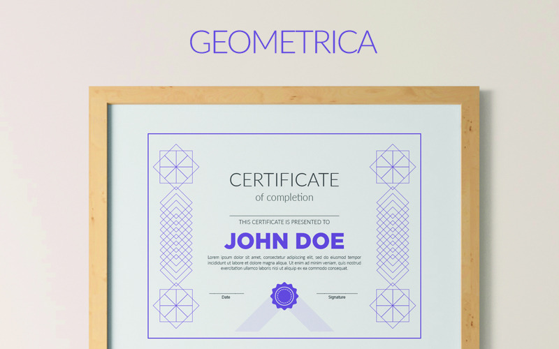 Geometrica - Modello di certificato minimale e nitido