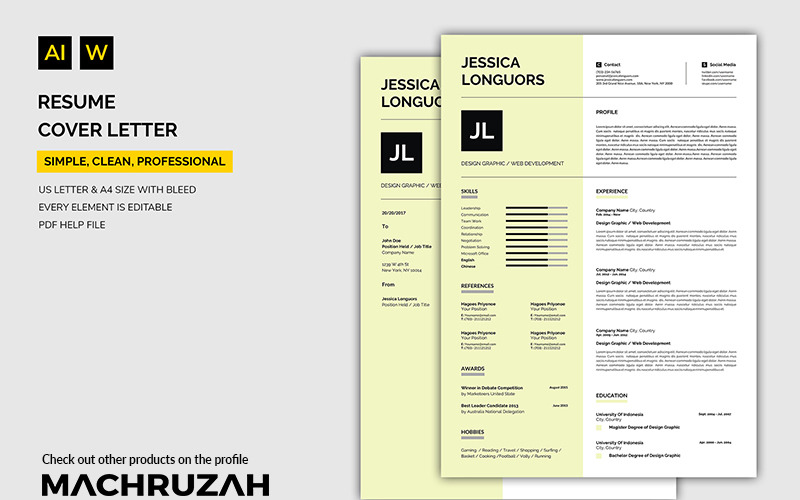 Jessica - modelo de currículo de carta de apresentação