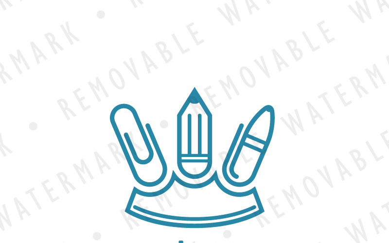Download Шаблон логотипа "King of Office Logo Template" / King of Office Logo Template - Шаблон логотипа на тему графика creative simple office school ink pencil pen write jewelry crown kingdom king clip supplies paper logo design template publishing tool