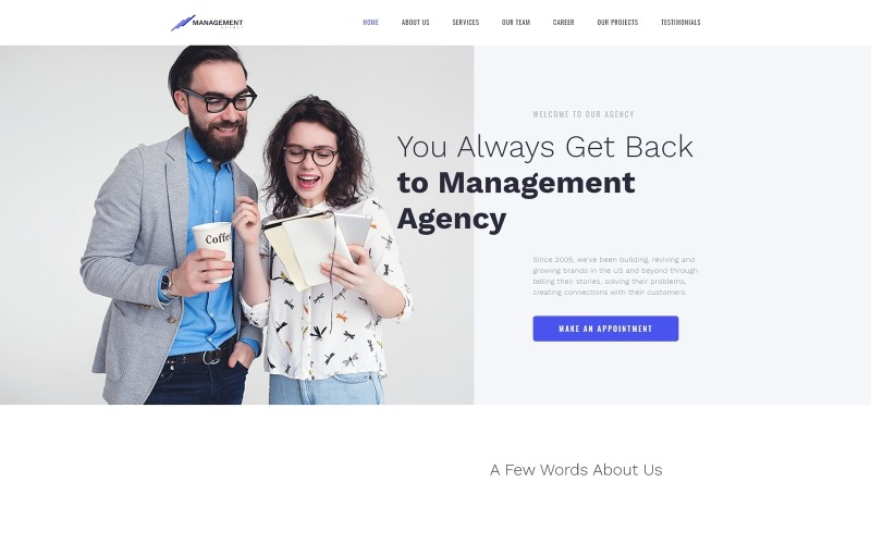 brilliant management company html шаблон целевой страницы