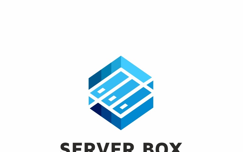 Download Шаблон логотипа "Server Box Logo Template" / Server Box Logo Template - Шаблон логотипа на тему графика blue box brand clean communications computer concept cube data base design flat global hardware hexa hexagon host hosting identity illustrator