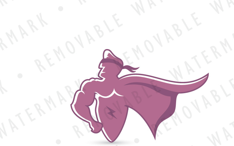 Download Шаблон логотипа "Super Hero Logo Template" / Super Hero Logo Template - Шаблон логотипа на тему графика sports hero warrior muscles strong brave support mascot character muscular body logo design template strength power energy shield fitness gym