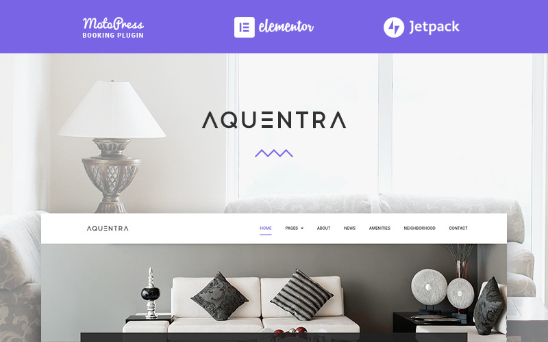 Thème WordPress pour Property Rental Elementor - Aquentra