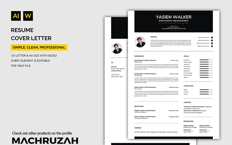 Yasien - Cover Letter Resume Template