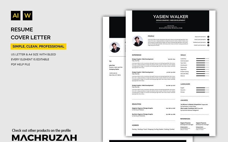 Yasien - Plantilla de CV para carta de presentación