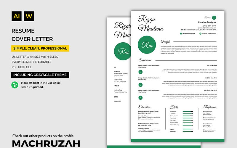 Download Резюме "Clean Resume Template" / Clean Resume Template - Резюме на тему графика resume template cv coverletter microsoftword creative design clean professional curriculumvitae modern simple word job