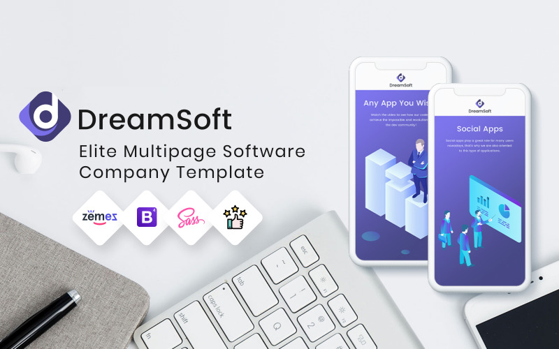 DreamSoft - Modello di sito Web multipagina per società di sviluppo software
