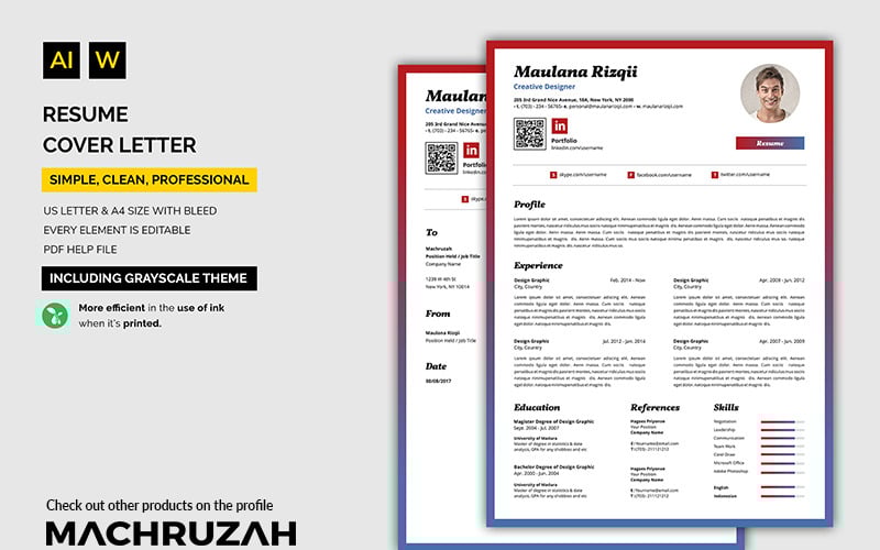 Download Резюме "Professional Resume Template" / Professional Resume Template - Резюме на тему графика resume template cv coverletter microsoftword creative design clean professional curriculumvitae modern simple word job