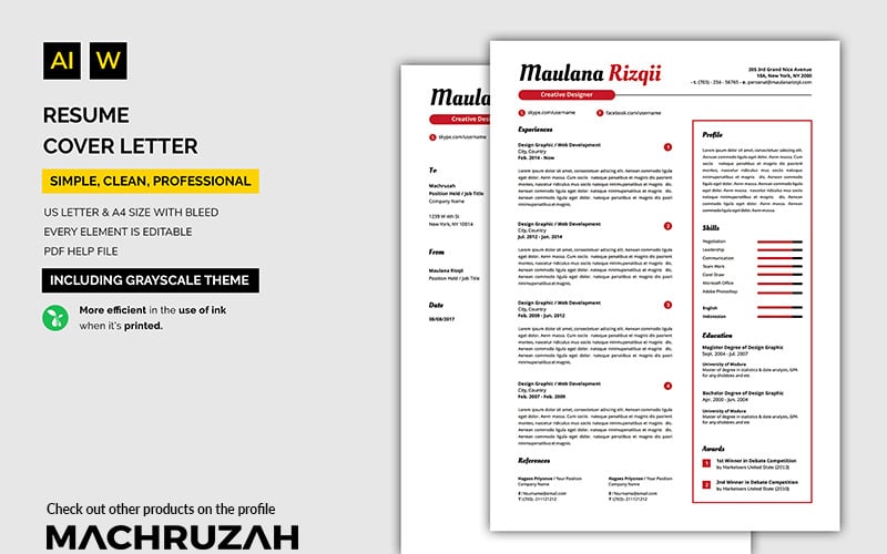 Download Резюме "Super Clean Resume Template" / Super Clean Resume Template - Резюме на тему графика resume template cv coverletter microsoftword creative design clean professional curriculumvitae modern simple word job