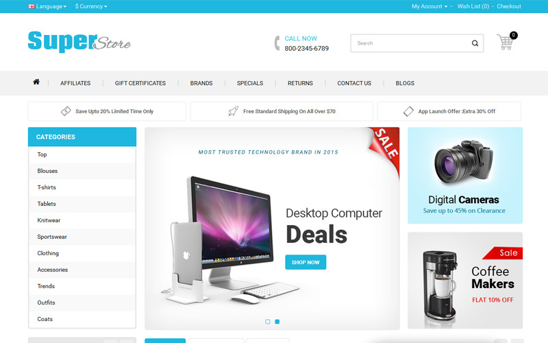 шаблон opencart super store