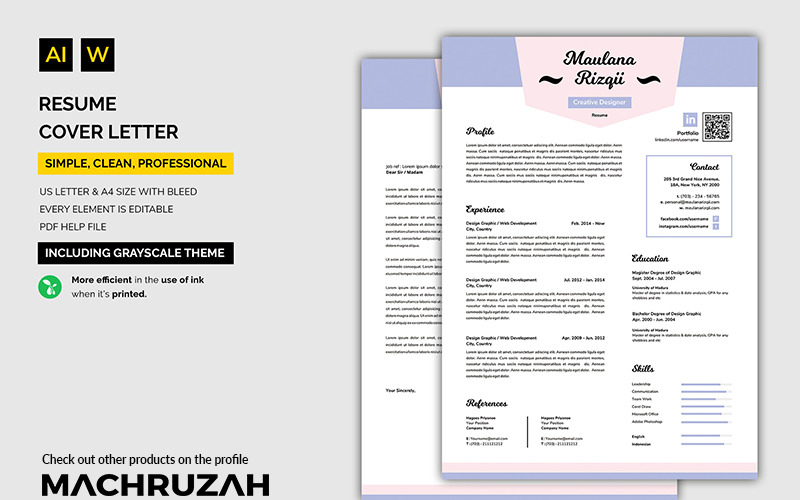 Download Резюме "Sweet Resume Template" / Sweet Resume Template - Резюме на тему графика resume template cv coverletter microsoftword creative design clean professional curriculumvitae modern simple word job