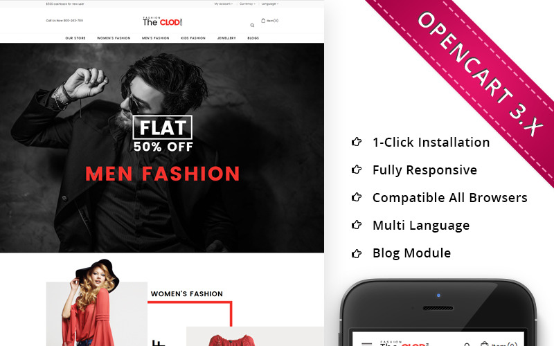 The Cloud Fashio Store - Duyarlı OpenCart Şablonu