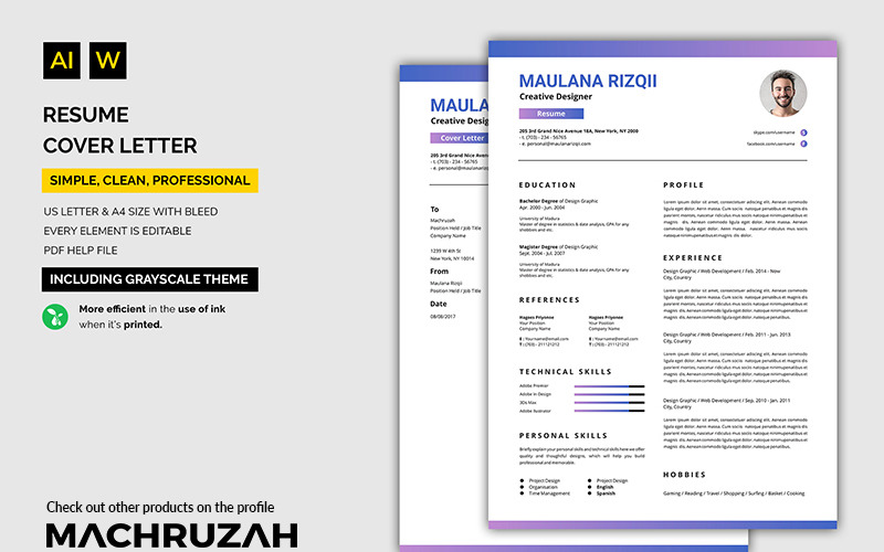 Download Резюме "Unique Resume Template" / Unique Resume Template - Резюме на тему графика resume template cv coverletter microsoftword creative design clean professional curriculumvitae modern simple word job