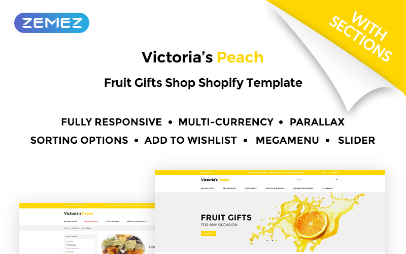 фруктовые подарки shopify тема