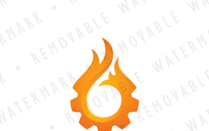 Download Шаблон логотипа "Burning Cogwheel Logo Template" / Burning Cogwheel Logo Template - Шаблон логотипа на тему графика engineering fire flame gear cog burning energy fuel heat power wheel technology oil gas logo design template industry machine hot