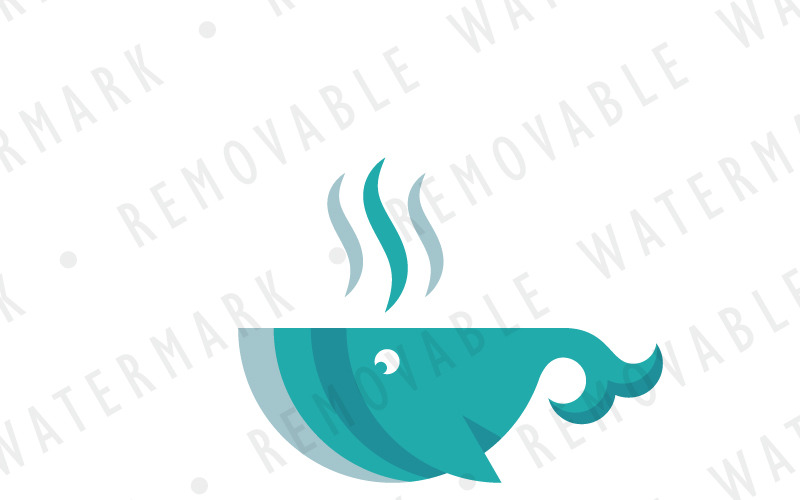 Download Шаблон логотипа "Cup of Whale Logo Template" / Cup of Whale Logo Template - Шаблон логотипа на тему графика hot coffee ocean water food fish sea caf&amp;atilde;&amp;copy; drink whale cup marine tea restaurant tearoom bowl logo design template spa