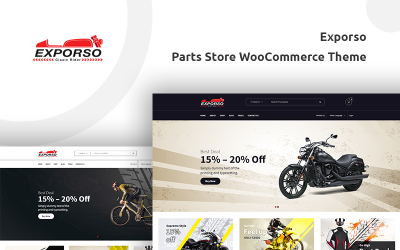 Exporso - WooCommerce-tema för cykeldelar