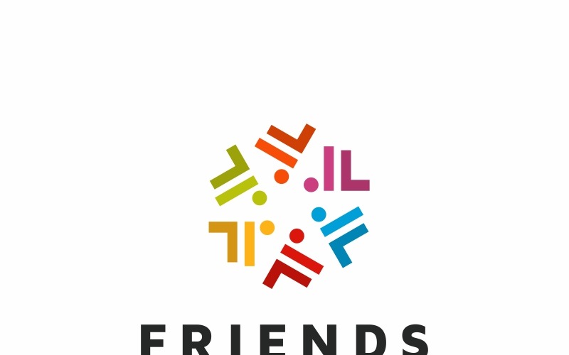 Download Шаблон логотипа "Friends Connect People Logo Template" / Friends Connect People Logo Template - Шаблон логотипа на тему графика association brand business club company corporate creative design designer elegant emblem fashion human logo logotype network party people print product