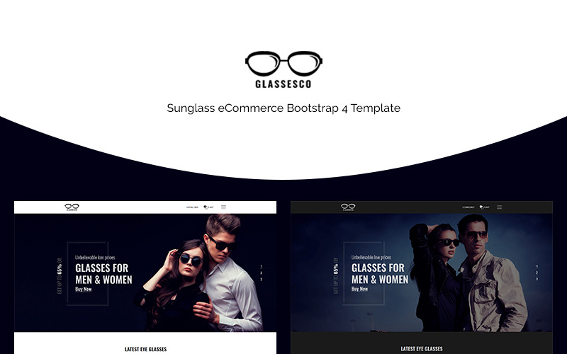 Glassesco – šablona webových stránek pro elektronický obchod s brýlemi Bootstrap5