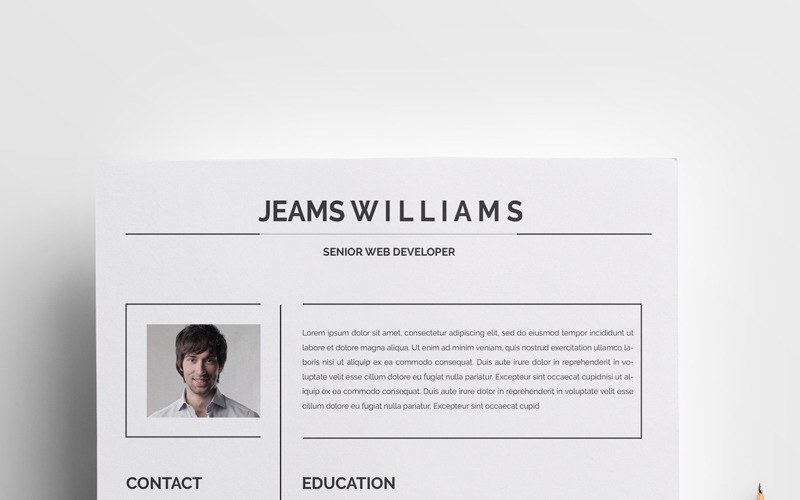 Download Резюме "Jeams Creative and Clean Resume Template" / Jeams Creative and Clean Resume Template - Резюме на тему графика clean,resume,design,writing,cover,letter,instant,download,for,mac,cv,template,infographic,minimal,swiss,creative,photo,photoshop,psd,word