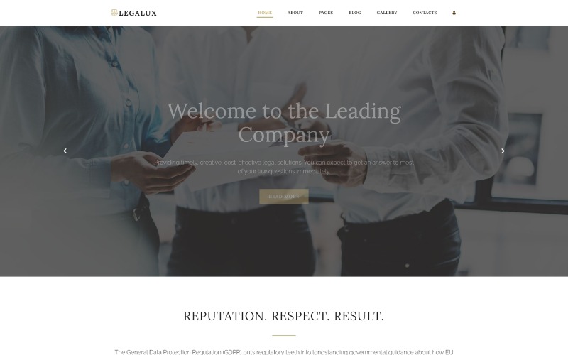 Legalux - шаблон Joomla для агентства GDPR