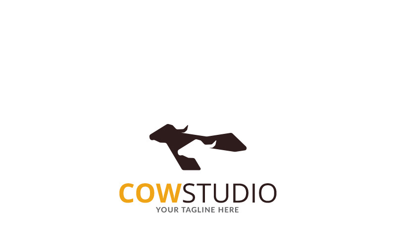 Modèle de logo de studio de vache