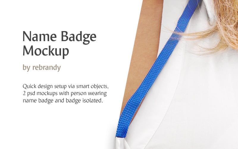 Download Мокап для продукта "Name Badge product mockup" / Name Badge product mockup - Мокап для продукта на тему графика badge lanyard id name tag nametag ribbon card template psd download mockup holder contact access pass vip document corporate event