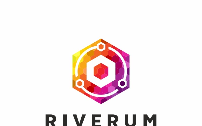 Plantilla de logotipo Riverum Hexagon