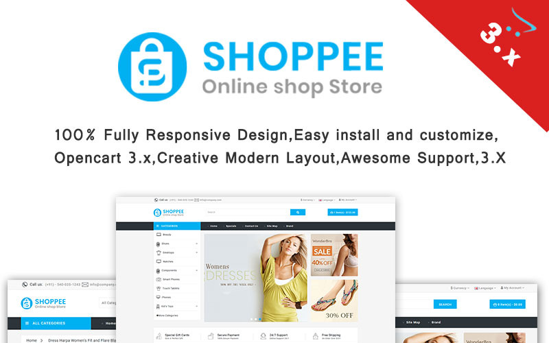 шаблон shoppee multistore opencart