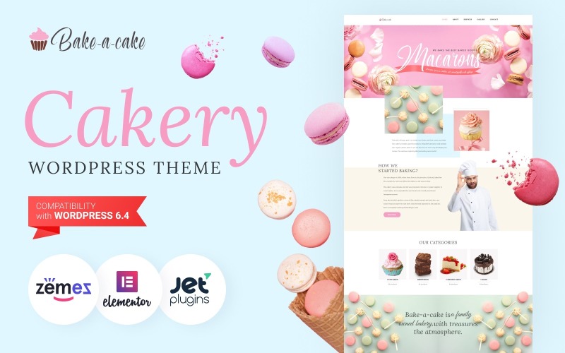 Baka-en-kaka - WordPress Elementor-tema för kakbutik