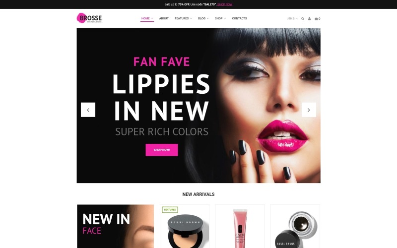 Brosse - Tema WooCommerce Elementor del negozio di cosmetici