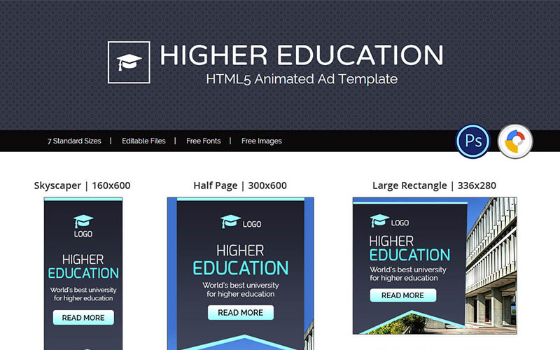 Download Animated Banner "Education & Institute | Higher Education Animated Banner" / Education & Institute | Higher Education Animated Banner - Animated Banner на тему графика education university studies study coaching enroll html5 banners animated institute adroll doublclick multipurpose clean banner design web ad advertisement