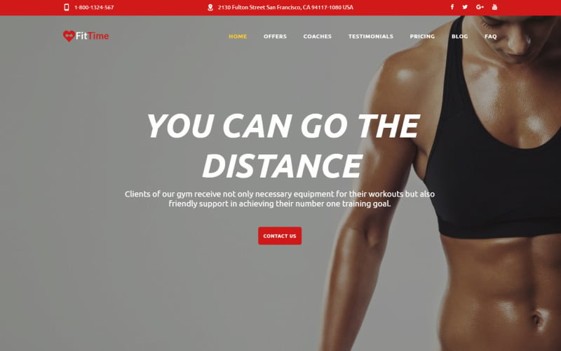 FitTime - Plantilla de página de destino HTML5 adaptable de Fitness Studio