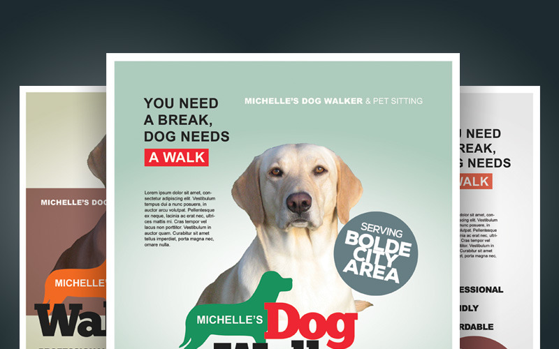 Flyers Dog Walker - Modèle d'identité d'entreprise
